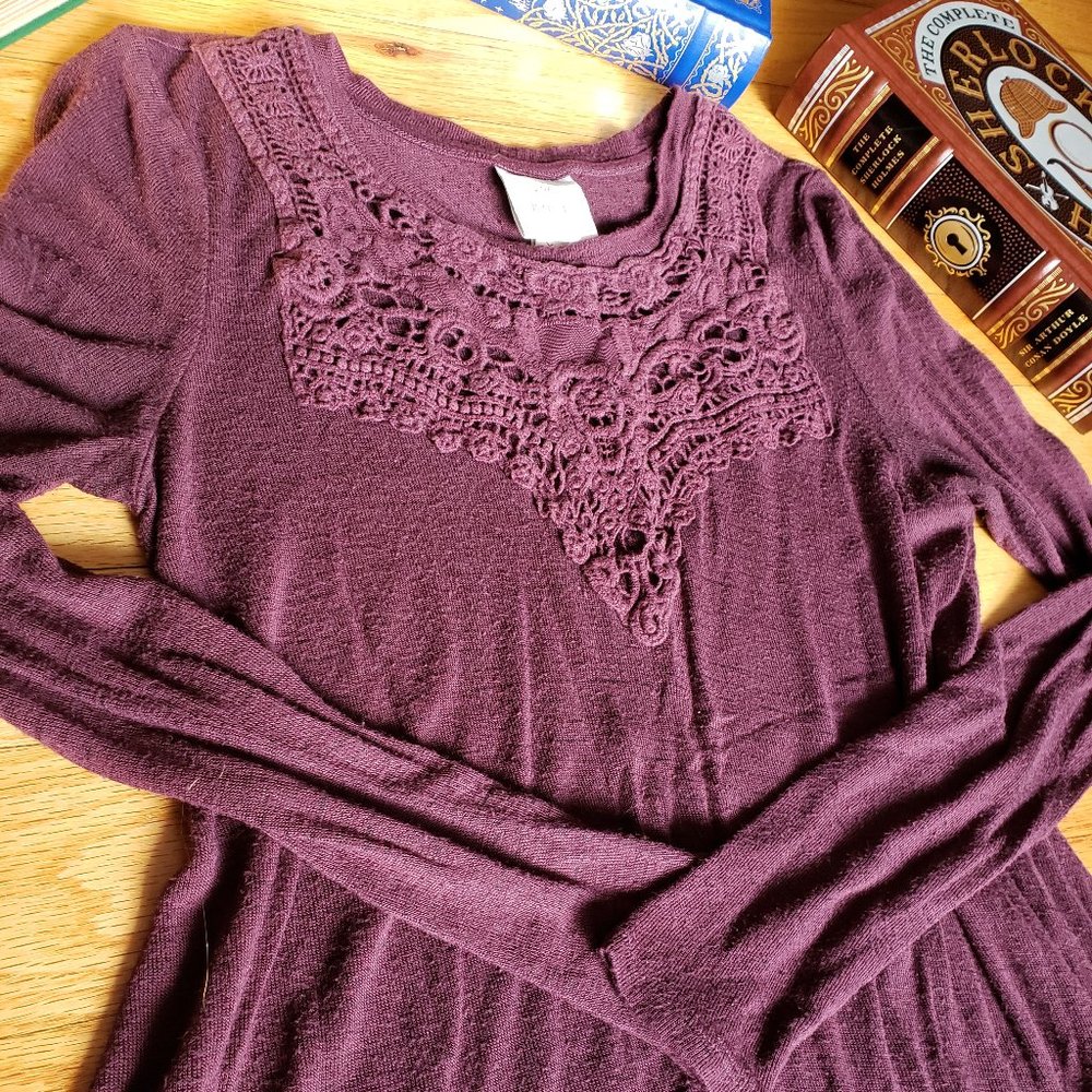 Knox Rose dark purple/wine top with crochet bib